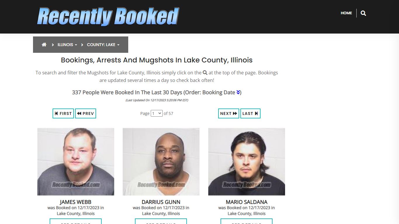 Recent bookings, Arrests, Mugshots in Lake County, Illinois